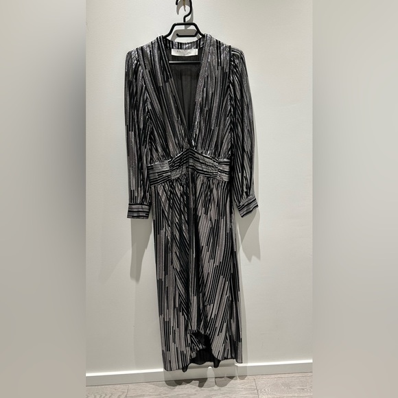 IRO Asymmetric hem Silver Long Sleeve Dress - Picture 4 of 5